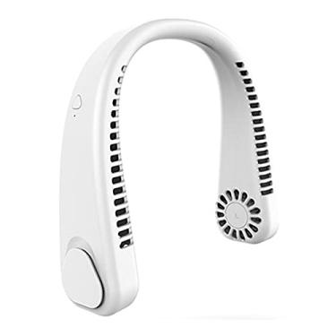 Imagem de AEWFRRV 1 peça Ventilador sem lâmina ventilador de pescoço ventilador recarregável USB mudo fãs de esportes para casa ventilador portátil ao ar livre ar condicionado portátil (cor: verde) yubin1993 (cor: branco)