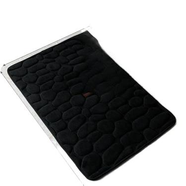 Imagem de Tapete de banheiro decoração em relevo de paralelepípedos tapetes antiderrapantes em lavatório banheira, tapete de chão(PRETO)