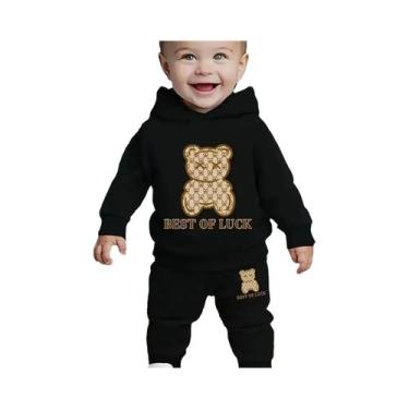 Imagem de Conjunto De Moletom Com Capuz E Calças Para Bebê Menino Recém-Nascido 