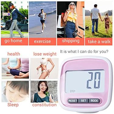 Imagem de Dioche Pedômetro Simples Display LCD Contador de Passos de Caminhada 3D Pedômetro Rastreador de Passos Preciso para Fitness Corrida Caminhada Com Clipe de Cintura Tela à Prova de (Rosa)