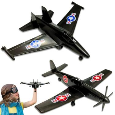 Imagem de 2 Avião Brinquedo Jato Guerra Caça Infantil Plástico Kit Aer