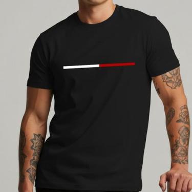 Imagem de Camiseta Masculina 100% Algodão Básica Estampa Pequena Minimalista Lis