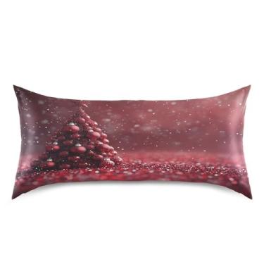 Imagem de Blueangle Fronha de cetim com bolas vermelhas de Natal para cabelo e pele, fronha de seda, tamanho king (50,8 x 101,6 cm) - Capas de almofada de cetim com fecho de envelope (365)