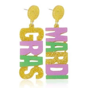 Imagem de Brincos de carnaval femininos com pingente de máscara, brincos pendentes de coroa, brincos de acrílico de carnaval, brincos de férias, brincos em forma de folha, brincos de coruja, joias de Natal e