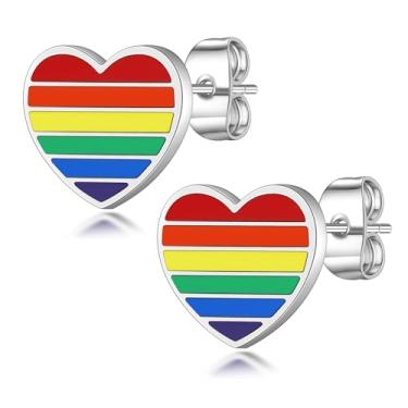 Imagem de Brincos masculinos Lgbt Rainbow Studs 316L Aço Inoxidável Gay Lésbica Orgulho Gay Lésbica Banhado a Ouro 18K / Preto Arma Gay & Lésbica Orgulho Hip-Hop Fashion Jewelry SE0009, onesize, Metal, Sem