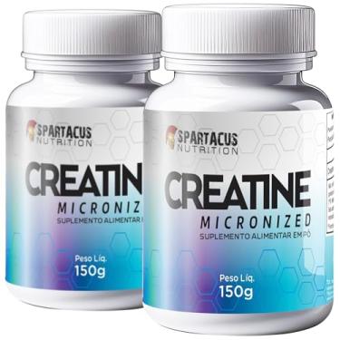 Imagem de 2x Creatina Micronizada Monohidratada 150g 100% Pura 5000mg Uso Adulto Sem Gluten - Spartacus