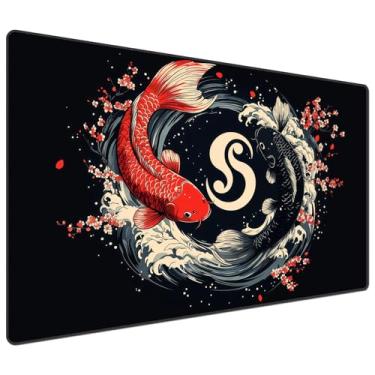 Imagem de DEGDFSGR for MTG Playmat 27.5" x 15.74" inches for TCG Playmats Non-Slip Rubber Base Commander Play Mat HD Cover for Magic Playmat Iorcana Trading Card Game, Black and Red Koi