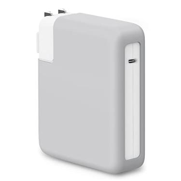 Imagem de LCMOCICO Capa adaptadora de silicone macio de 70 W para MacBook Air de 13,5 polegadas M3 M2 Air 38.1 cm A2941 A3114 (70W) 2022, 2023, 2024, capa protetora para MacBook Pro 35.6 cm M3 2023, cinza