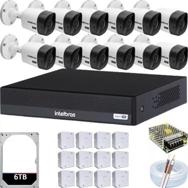 Imagem de Kit Intelbras 12 Cameras Segurança Cftv Bullet Dvr 16 Canais 1016c 6tb