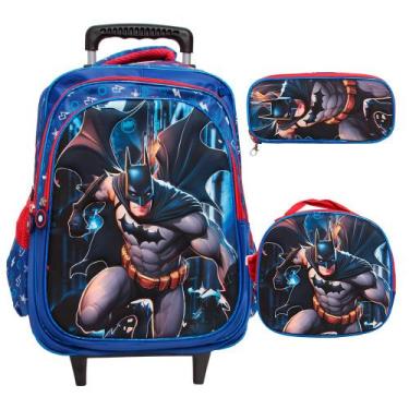 Imagem de Kit Mochila Escolar Infantil Menino Desenho 3D Resistente - Plike
