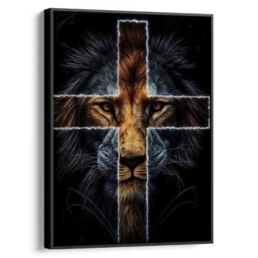 Imagem de Quadro Leão da Tribo de Judá - Mioquadros, 60x40 cm, Preto