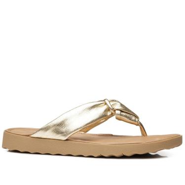 Imagem de Chinelo Pegada Feminino em Couro Ouro 231402-01-Feminino