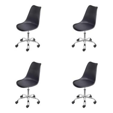Imagem de Kit 4 Cadeiras Giratória Eames Saarinen Joly Polipropileno Assento Est
