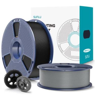 Imagem de Filamento de impressora 3D SUNLU PLA+ 2.0 1,75 mm 2 kg preto+cinza