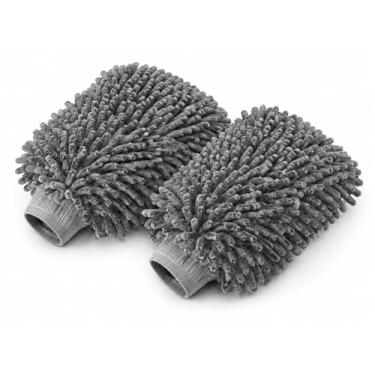 Imagem de Kit 2 Luvas de Microfibra Limpeza Multiuso Macia Para Poeira Lavagem de Carros Limpa Vidros Móveis e Janelas Lava Rodas Alta Concentração de Espuma