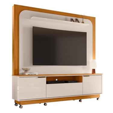 Imagem de Estante Home Theater Nilo com Rodízios Cinamomo/Off White - Madetec