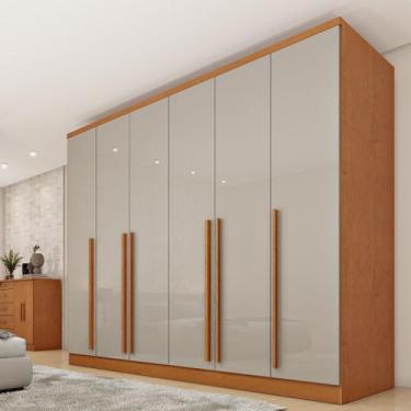 Imagem de Guarda Roupa Casal 6 Portas 8 Gavetas Puxador MDF 270cm Portugal Yesca