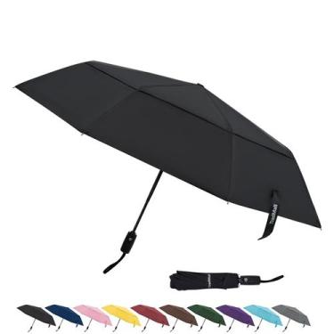 Imagem de Guarda-chuva de viagem TradMall com dossel duplo ventilado 107 cm pret