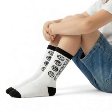 Imagem de Meia Infantil Menino Vingadores Marvel - Jolitex Ternille, Branco, 23a
