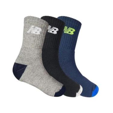 Imagem de Kit Meia New Balance Atoalhada, Azm, Cnz, Pto, 25/28
