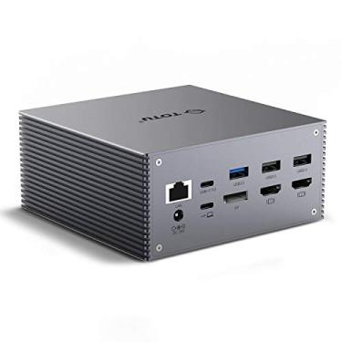 Imagem de Estação de ancoragem de exibição tripla TOTU USB-C 4K@30Hz com suporte de carregamento para Macbook Pro e Windows USB 3.1 Gen2 Tipo C Systems (2 HDMI, DP, 7 portas USB, 60 W USB PD), MacOS suporta apenas modo espelhado