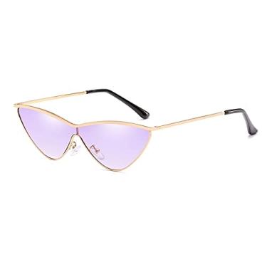Imagem de Óculos de sol de olho de gato triângulo fashion feminino armação de metal de luxo óculos de sol gradiente, 5, tamanho único