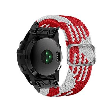 Imagem de HAZELS 26 22mm Sport Nylon Watchband Pulseira para Garmin Fenix 7 Fenix 7X Easy Fit Pulseira de Liberação Rápida (Cor: Vermelho e Branco, Tamanho: 22mm Fenix 7)