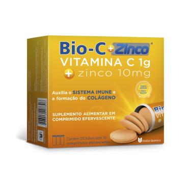 Imagem de Vitamina C + Zinco 10mg Bio-C 30 comprimidos efervescentes União Química 30 Comprimidos Efervescentes