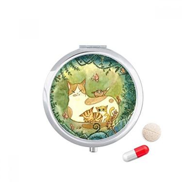 Imagem de Caixa de comprimidos Miaoji Painting Cat Family Fantasy Pocket Medicine Storage Box Dispenser