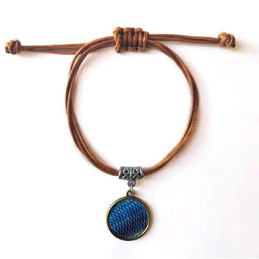 Imagem de DIYthinker Bracelete azul peixe mistério ampliar couro corda escondida pulseira marrom joia presente