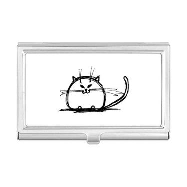 Imagem de Estojo para cartões de visita Curly Heavy Cat Smile Sit Line
