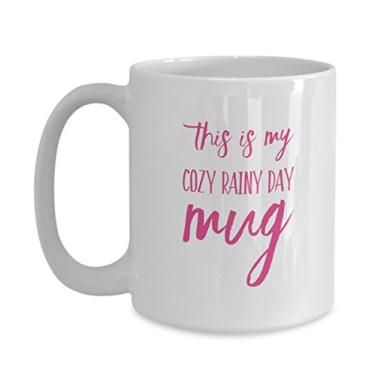 Imagem de Caneca de café Rainy Day - Caneca This is My Cozy Rainy Day - Ideia exclusiva de presentes de cerâmica (425 g)