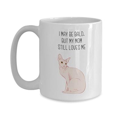 Imagem de Caneca de gato sem cabelo - I May be Bald, but my mom still loves me - Caneca de café de cacau quente divertido - ideia de
