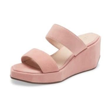Imagem de Cecelia New York Sandália plataforma deslizante Baily bico aberto plataforma mule rosa, rosa, 6
