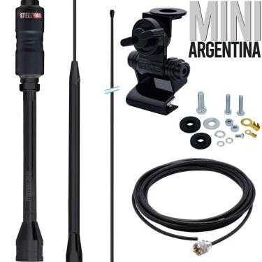 Imagem de Antena Px Base Embutida Black Mini Argentina 1,07m Porta Malas Capô Cabo 5,5m