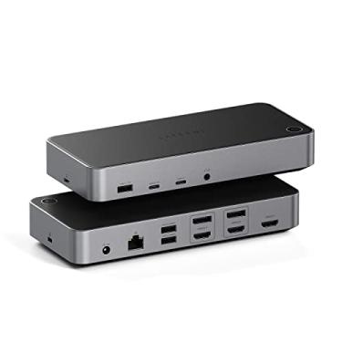 Imagem de Satechi Estação de ancoragem tripla 4K, estação de ancoragem USB C 14 em 1, com PD de 100 W, 2 DisplayPort, 3 HDMI, 4 USB C, USB-A, Gigabit Ethernet e conector de áudio para MacBook, Windows