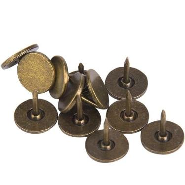 Imagem de Prego Para Estofamento, Pino Redondo Vintage Para Polegar, Pino De Pressão, Pregos Planos, Tachas, Bronze Ciano, Para Móveis, Portas De Sofá, Placas De Cortiça, Projetos DIY(11 * 11mm)