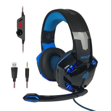 Imagem de Headset Fone de Ouvido Knup Hathor Video Game Gamers Pc Celular Computador Notebook cor:Azul