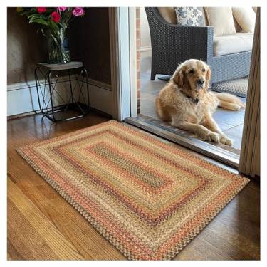 Imagem de Tapetes trançados de juta multicoloridos Kingston, retângulo de 50 x 76 cm - decoração country quente, perfeito para lavanderias, banheiros e entradas - durável e fácil de limpar