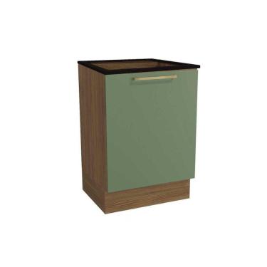 Imagem de Módulo Cozinha Kappesberg Botanic Balcão Botanic M629 p/Cooktop 1 Porta c/Tampo 60cm Nogueira/Oliva/Preto - Kappesberg