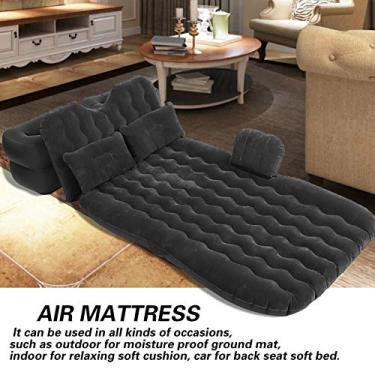 Imagem de Colchão Inflável para Viagem, Acampamento Ao Ar Livre, Cama de Ar Confortável Com Design de Capacete para Função de Encosto para Acampamento (Preto)