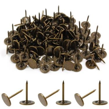 Imagem de Bivethoi 120 peças de tachinhas de estofamento vintage, 7/40.6 cm de diâmetro bronze cabeça chata tachas decorativas pregos de móveis para estofamento de madeira ou projetos DIY