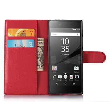 Imagem de SONY Xperia XA1/Z6, capa carteira flip de couro PU premium com compartimento para cartão, suporte e fecho magnético [capa interior à prova de choque de TPU] Compatível com SONY Xperia XA1/Z6
