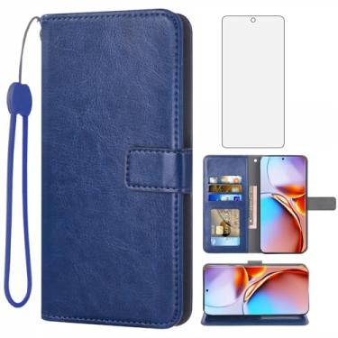 Imagem de Compatível com Motorola Edge+ Plus 2023/Edge 40 Pro 5G/Moto X40 Capa carteira de vidro temperado, capa flip de couro, suporte de cartão, acessórios de celular, capas de telefone para X + mulheres