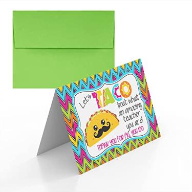Imagem de Amanda Creation Taco About An Amazing Teacher Taco Themed Teacher Appreciation Cartões dobrados em branco único (1) cartão comemorativo para professor, 10 x 15 cm (quando dobrado)