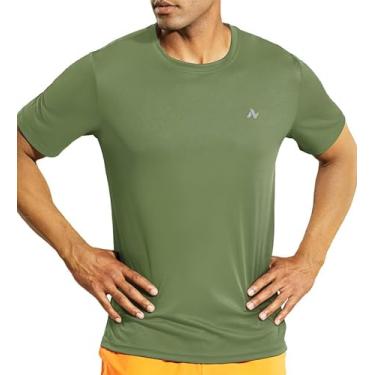 Imagem de Nepest Camiseta masculina de treino dry fit, atlética, corrida, manga curta, FPS 50+, proteção solar, academia, camiseta, 14. Verde oliva - manga curta, P
