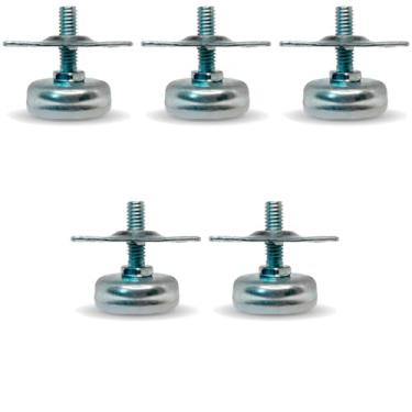 Imagem de Kit 5 Pés Nivelador Sapata para Móveis pesados regulavel 5/16 com chapa