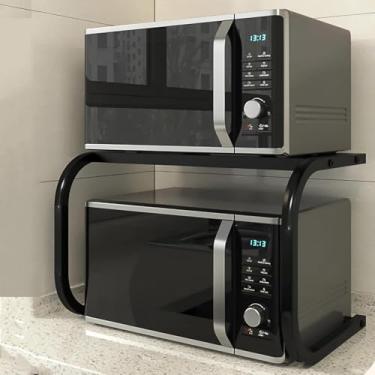 Imagem de Rack de forno de microondas, organizador independente de armazenamento de aço carbono, suporte de forno para bancada de cozinha