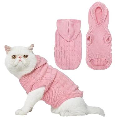 Imagem de PUPTECK Casaco de inverno para cães e gatos - roupas macias para clima frio malha para gatinhos e cães pequenos interior exterior caminhada quente, malha clássica para cachorrinhos gatinhos meninas meninos, rosa M