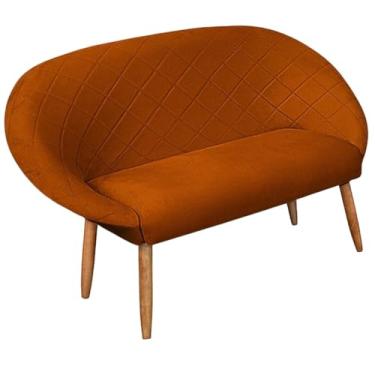 Imagem de Namoradeira Sofá 2 lugares para sala de estar recepção Escritório Sala de espera resistente Confortável pés de madeira resistente MOBLAN decor (TERRACOTA)